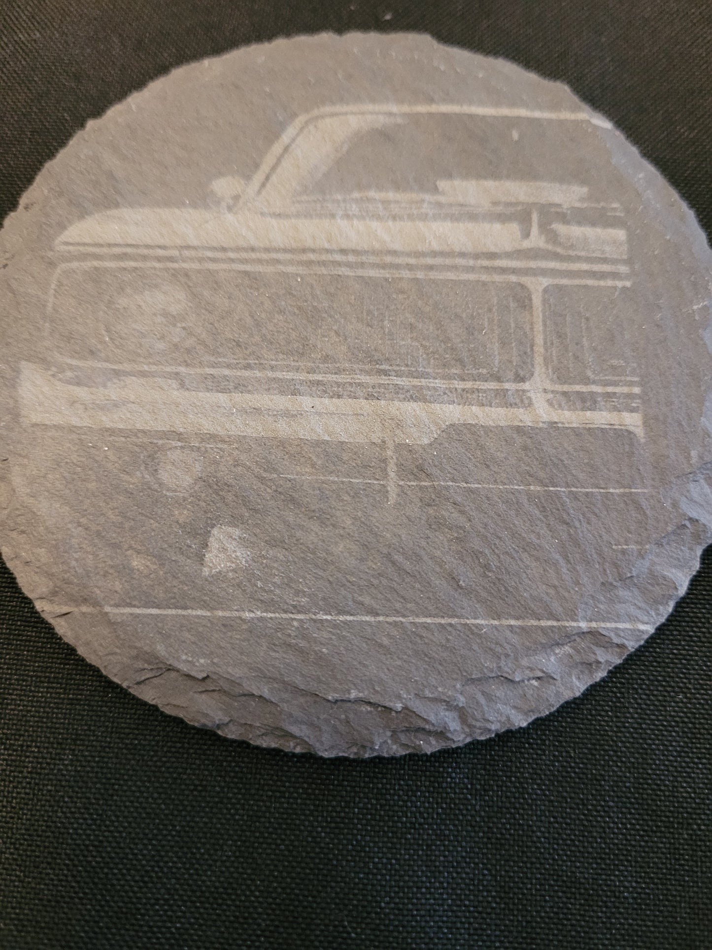 Sous-verre en ardoise gravée