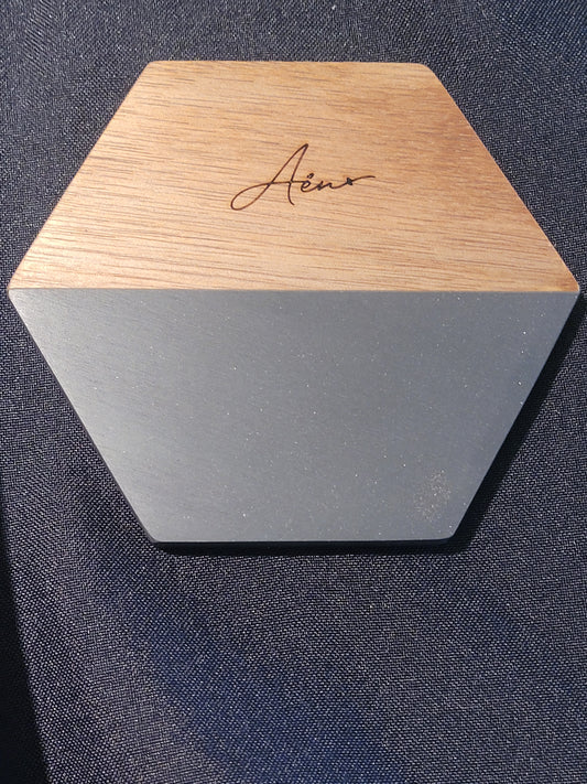 Sous verre bois & marbre noir - Signature Aën